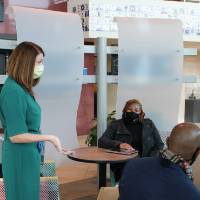 Speaker talking in lobby